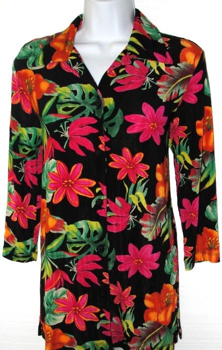 NEW Slinky Brand Caribbean Forest Printed Big Shirt  