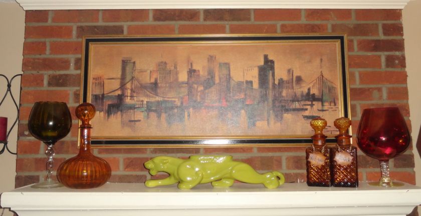   Century Modern 1953 ROYAL CHINA NOVELTY CO Green PUMA PANTHER TV LAMP