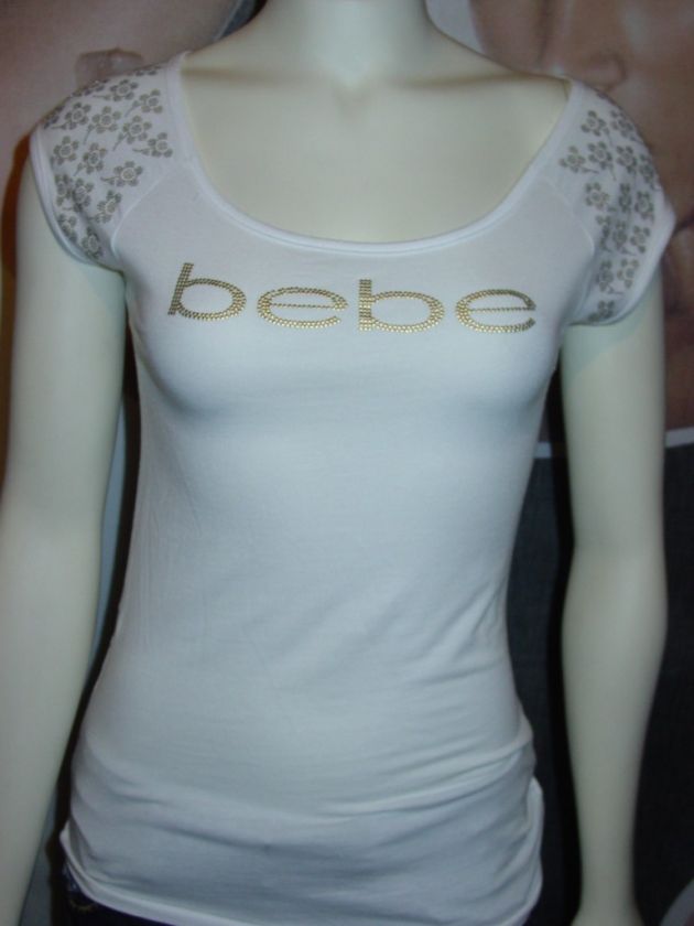 BIG SALE PRICES *xs*s*m*l* BEBE LOGO tee shirt top *white* tons to 