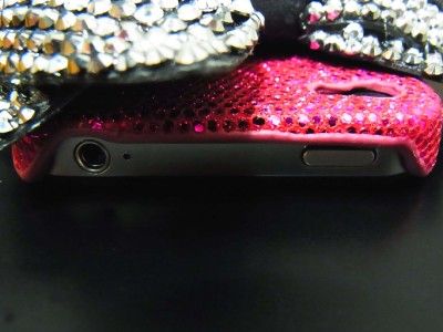 Bling Crystal Pink Silver Bow Back Case Cover for iphone 4 4G 4S BS1 