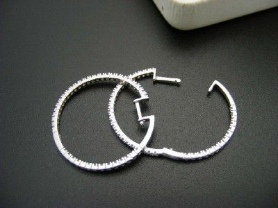   SI1/G Inside & Out Hoop Earrings 14kt White Gold 1.25 Diameter  