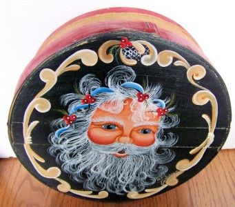   TOLE PAINTED   CHEESE BOX   SANTA CLAUS   ST. NICK   FANTASTIC  