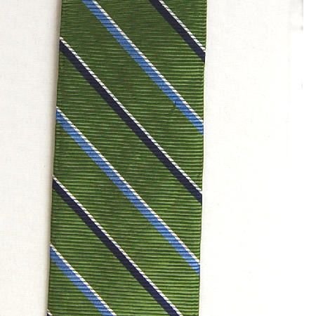 BOYS TALBOTS KIDS GREEN BLUE NAVY STRIPE SILK NECK TIE  