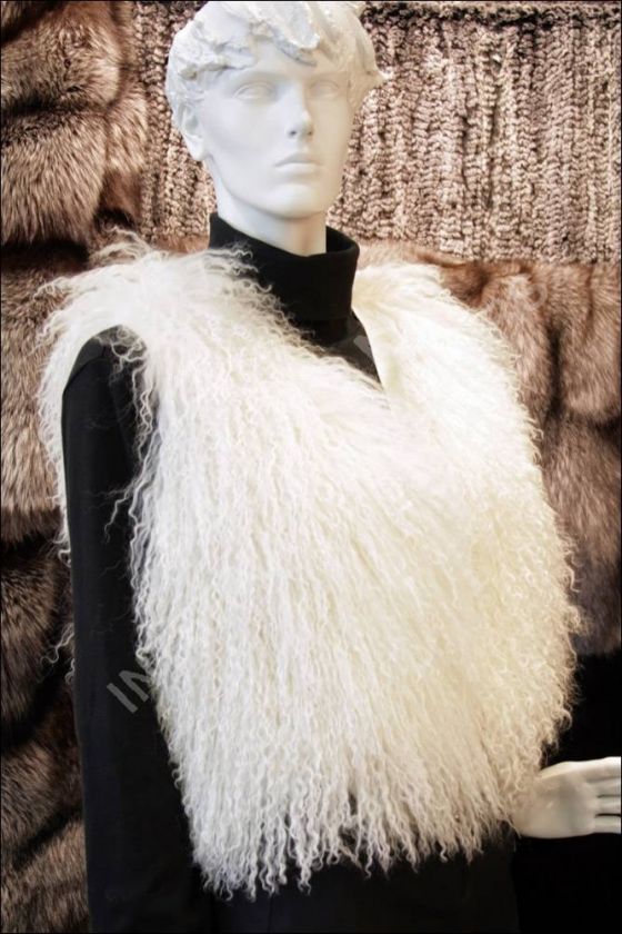 636 Tibetan lamb fur vest in white   fur waistcoat  