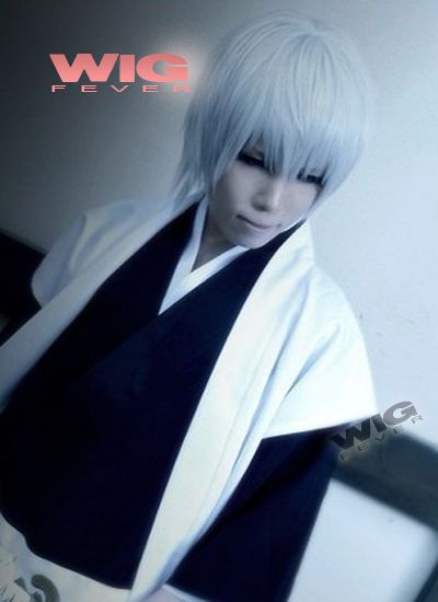 Bleach Ichimaru Gin Cosplay Short Grey Hair Wig  