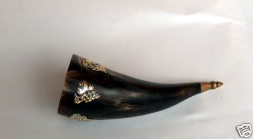 ANTIQUE HUNTING RUSSIAN WINE HORN w/ GRAPE CUP MUG  