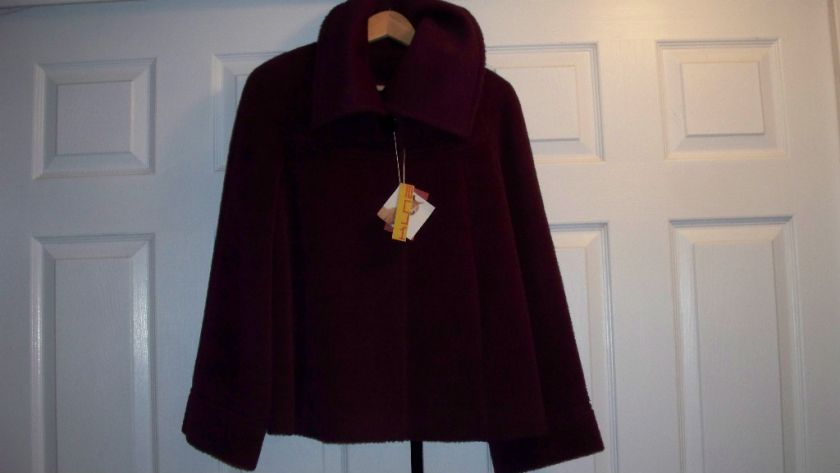 68% Alpaca Suri/Wool Coat, Kuna brand, Burgundy, Medium  