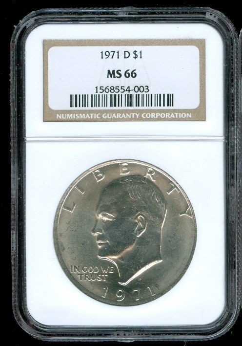 1971 D IKE DOLLAR $1 NGC MS66 2ND FINEST GRADED  