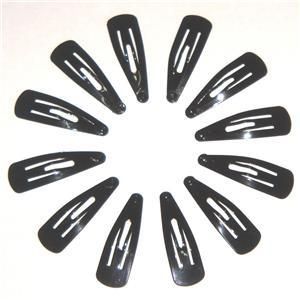 24 Black Snap Barrette Hair Clips 30mm Girl Hair Bows  