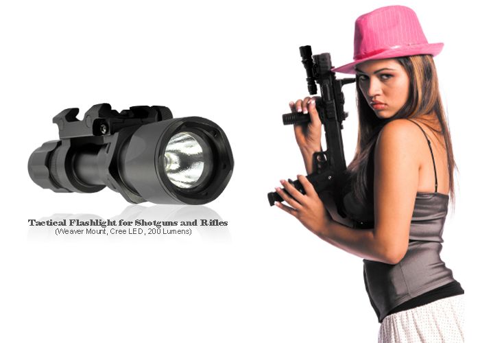 Tactical Flashlight for Shotguns and Rifles (Weaver Mount, Cree LED 