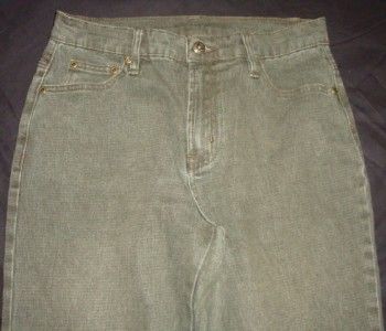 DIANE GILMAN DG2 GREEN STRAIGHT ZIP LEG STRETCH DENIM PANTS 4  