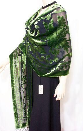 SILK SHAWL WRAP SCARF GREEN MAYA MATAZARO 110 XL NEW  