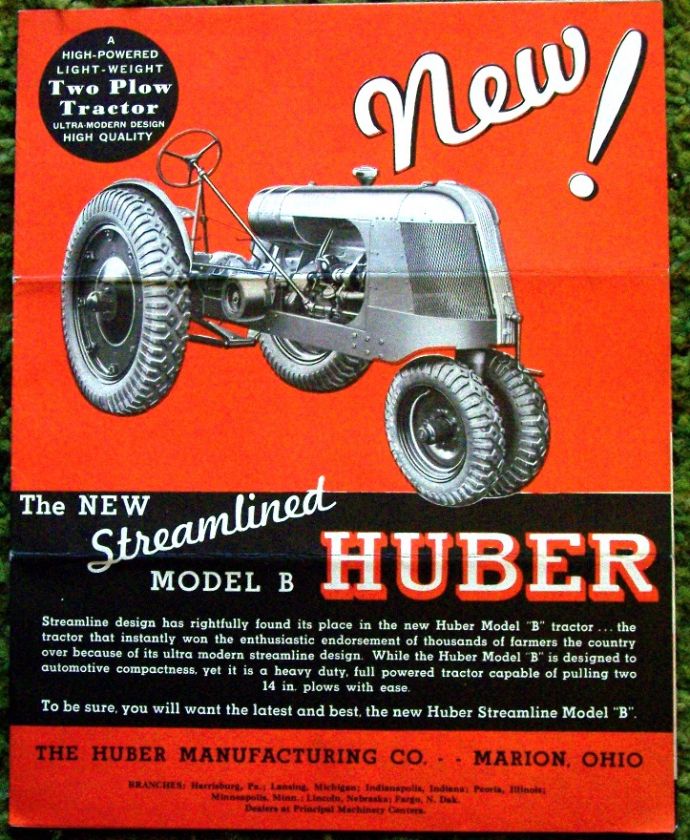 1935 ? Huber Tractor Model B Brochure Foldout 35  