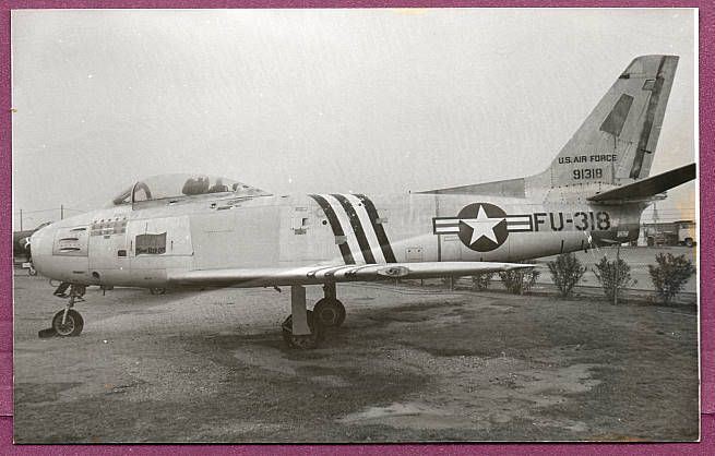 1950s USAF F 86 Sabre Jet Fighter Tail No. 91318 Photo  