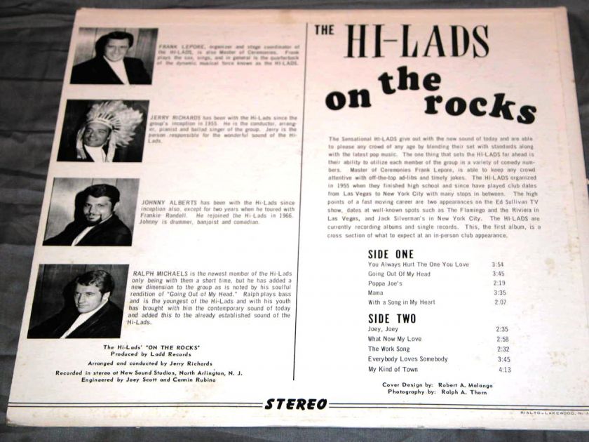 HI LADS ON THE ROCKS LP STEREO LADD RECORDS ALBUM  