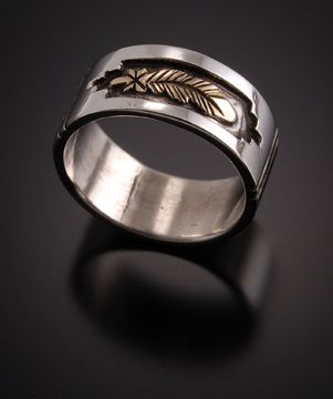 This ring is handmade by Erick Begay. The ring is crafted out of 