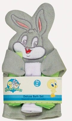   WASH MITT & 3 WASH CLOTHS, Baby Shower, Tweety, Bugs Bunny  