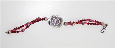 GENEVA WATCH GLASS PINK BEADED BRACELET STRAP EXCELLENT  