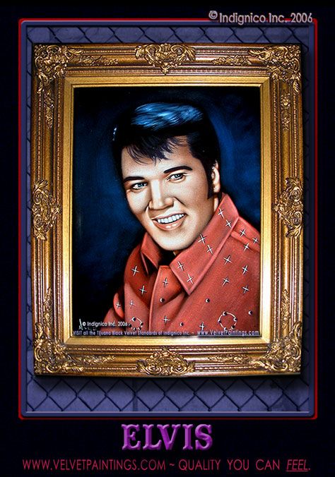 ELVIS VELVET PAINTING, Velvet Elvis BeSequinned in Red  