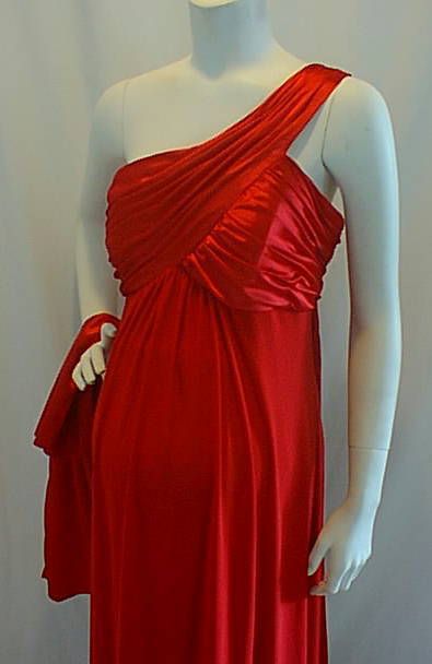 NEW Long Red One Shoulder Maternity Dress SMALL Formal  