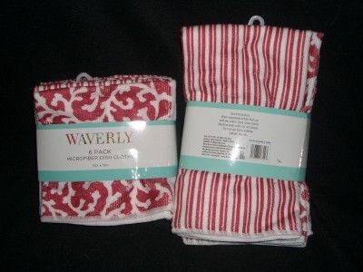 WAVERLY RED CORAL KITCHEN DISH TOWEL CLOTHS LOT 10 NWT  