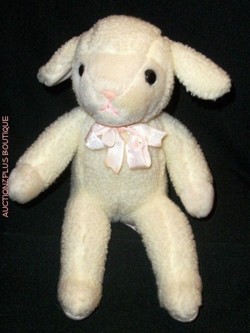 VTG TY CLASSIC BEANIE LAMB SHEEP PLUSH PINK BOW 1992  