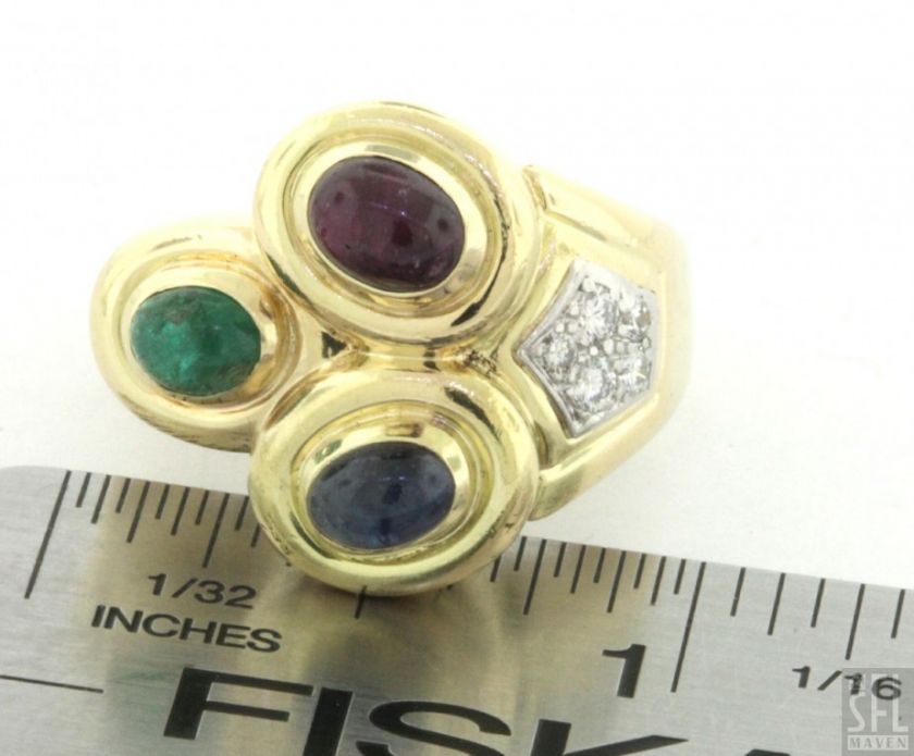 DAVID WEBB PLATINUM/18K GOLD 2.0CTW DIAMOND/RUBY/EMERALD/SAPPHIRE 