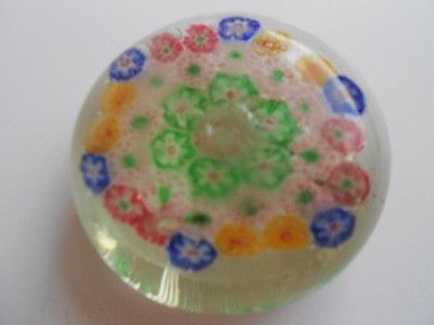 ANTIQUE millefiori ART GLASS flower desk PAPERWEIGHT  