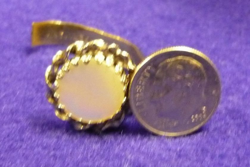 VINTAGE WEST GERMAN MOTHER OF PEARL RING SIZE 8 ADJUST  