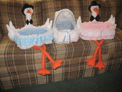 UNIQUE BABY SHOWER STORK BASKET FAVORS GIFT DECORATIONS  