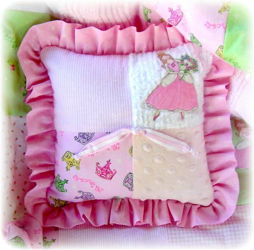 Pink Princess chenille baby girl crib quilt bedding  