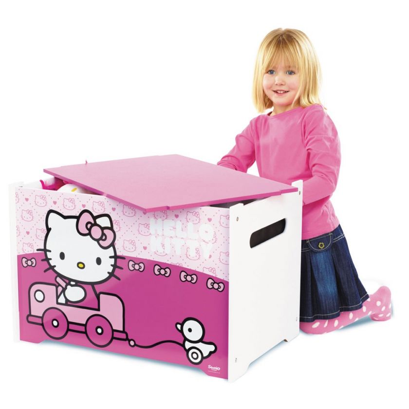 HELLO KITTY MDF WOODEN TOY BOX BEDROOM FURNITURE BNIB  