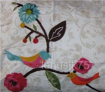   KING DUVET QUILT Birds flower modern + 2 Pillow SHAM 3 piece Set