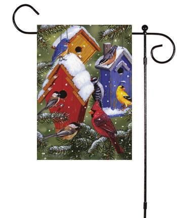 Winter Wildlife Birds Winter Birdhouses Sm Art Flag  