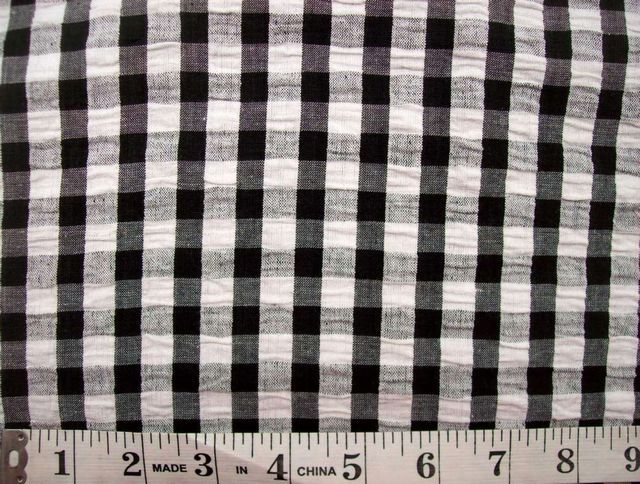 yd Black White Plaid Seersucker? Fabric  