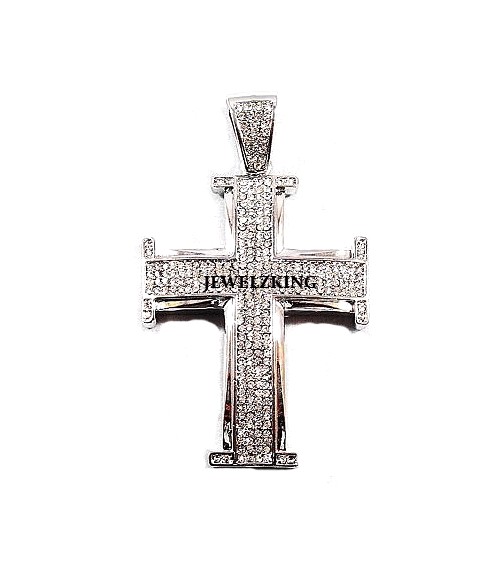 ICED OUT 14K W/GOLD CROSS HIP HOP BLING CHARM PENDANT  