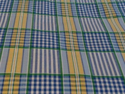   Plaid Green Blue Yellow Cafe Tier Curtains 50x26 New Exc  