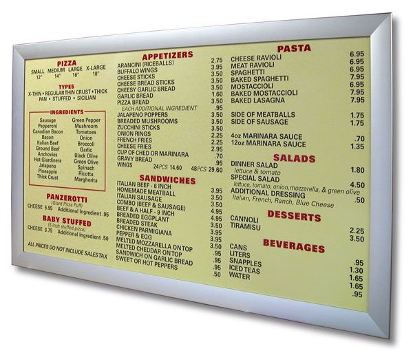 Car Care Menu Board w/ Graphic panels or strips 3x5  