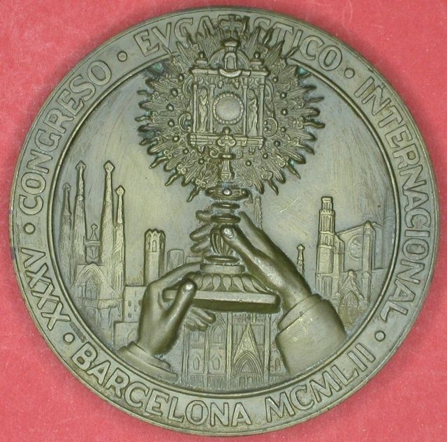   Eucharistic Congress Barcelona 1952 SPLENDID LARGE BRONZE MEDAL  