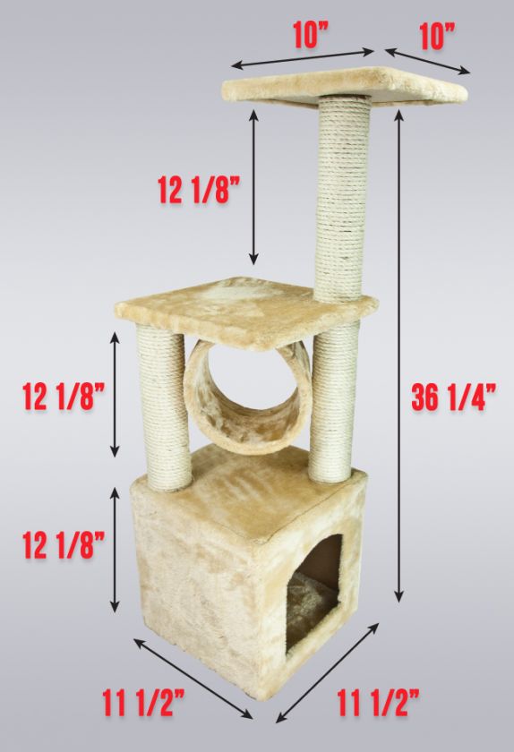 New Cat Tree 36 Level Condo Furniture Scratching Post Pet House Beige 