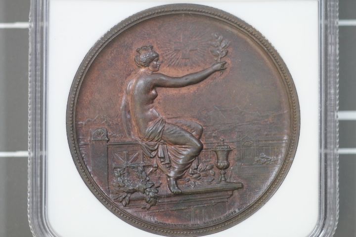 1895 Swiss Shooting Fest Medal Zurich NGC Unc Details  