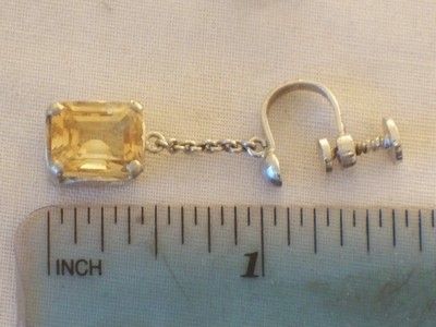 PAIR ART DECO SILVER CITRINE DROP EARRINGS  