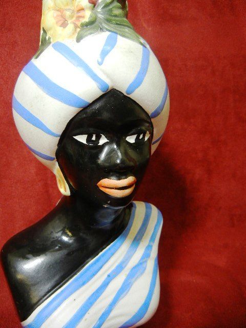 11 1/2 TALL BLACK AMERICANA BOTTLE VASE LUXARDO ITALY  