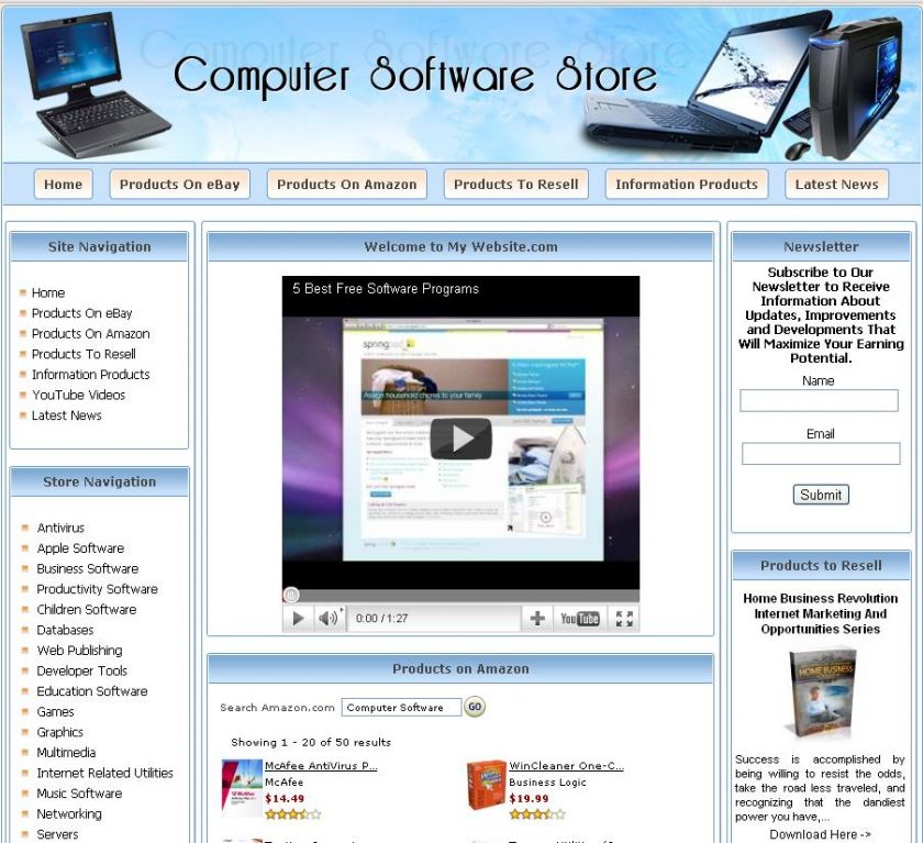 Computer Software Store Business Website For Sale  