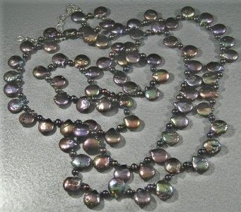 PEACOCK BRONZE TEARDROP PEARL NECKLACE .925 SILVER 50  