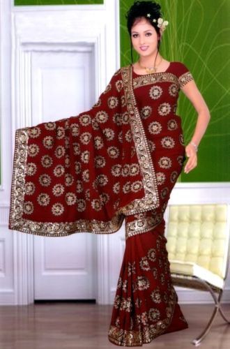 Wedding Chiffon Saree Sari Bellydance Fabric India Home  