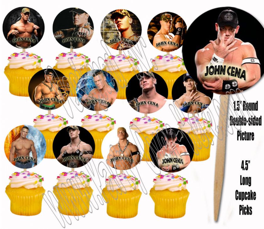   Wrestlers JOHN CENA ONLY 12 Images Cupcake Picks Cake Toppers  12 pcs