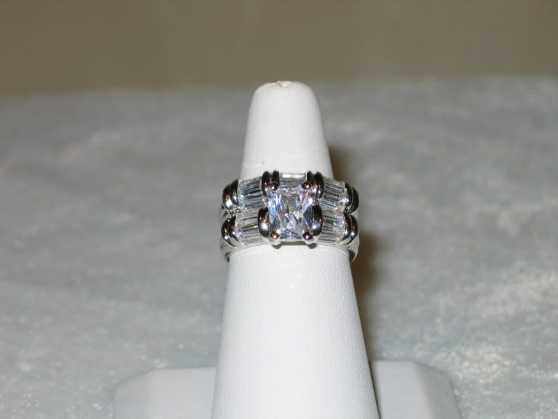 925 Sterling Silver CZ Wedding / Engagement Ring Set  