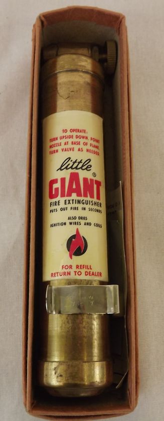 Vintage Antique Little Giant Mini Fire Extinguisher With Papers and 