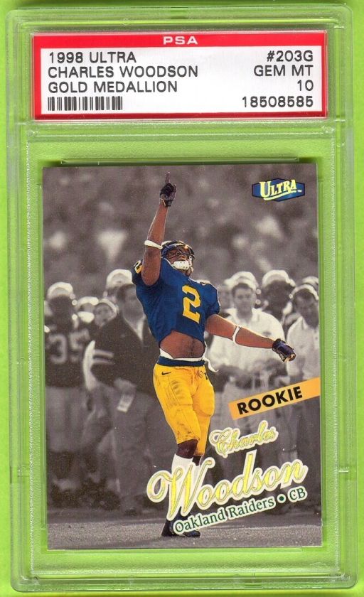 1998 Fleer Ultra Charles Woodson GOLD MEDALLION #203G Rookie RC PSA 